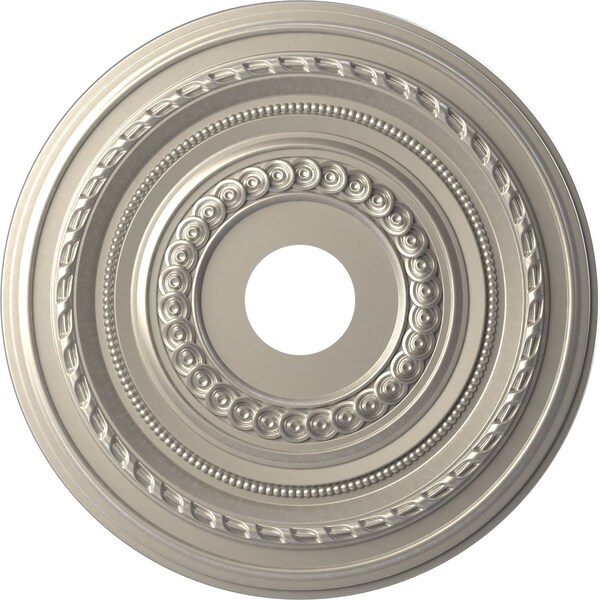 Ekena Millwork Cole PVC Ceiling Medallion (Fits Canopies up to 5 1/8"), Brght Coat Aluminum, 19"OD x 3 1/2"ID x 1"P CMP19COBAL - main